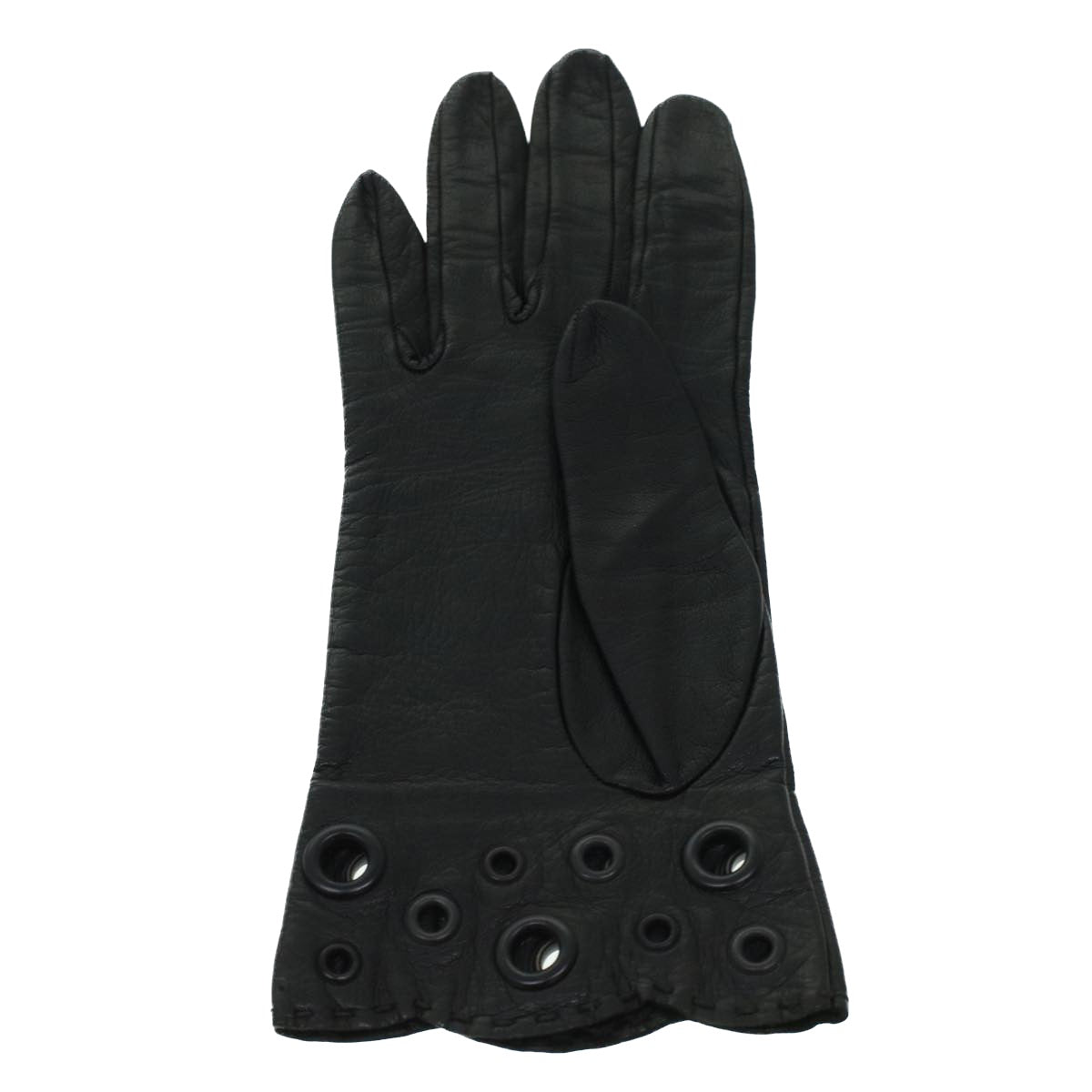 PRADA Gloves Leather Black Auth bs5166