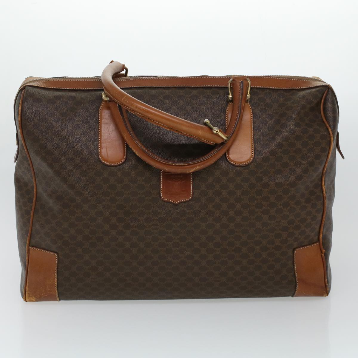 CELINE Macadam Canvas Hand Bag Boston Bag PVC Leather 3Set Beige Auth bs5171 - 0