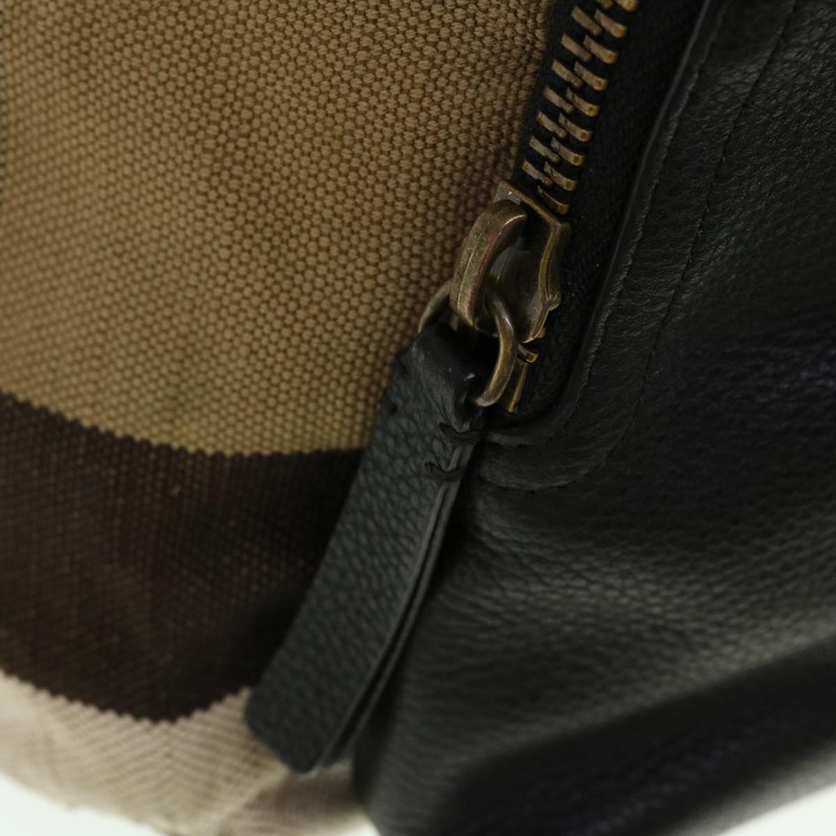 BURBERRY Backpack Canvas Leather Beige Auth bs5187