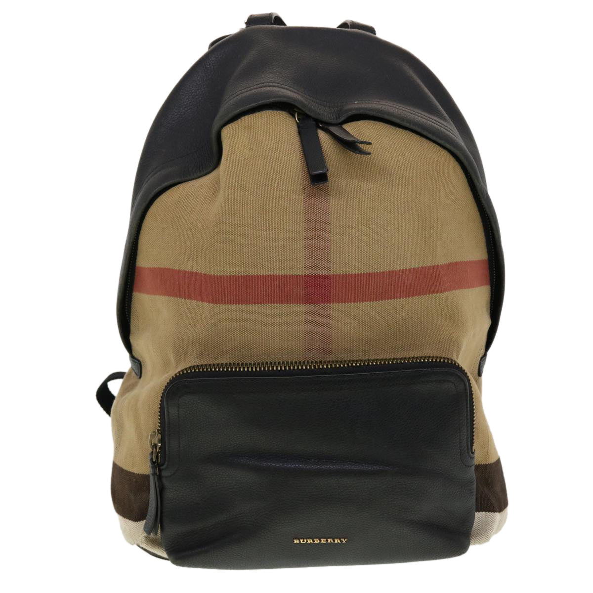 BURBERRY Backpack Canvas Leather Beige Auth bs5187