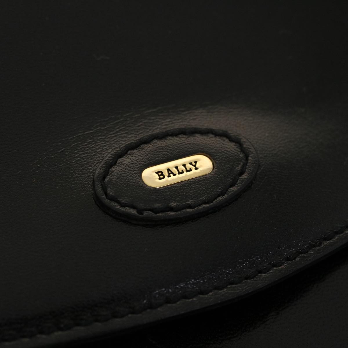 BALLY Shoulder Bag Leather Black Auth bs5200