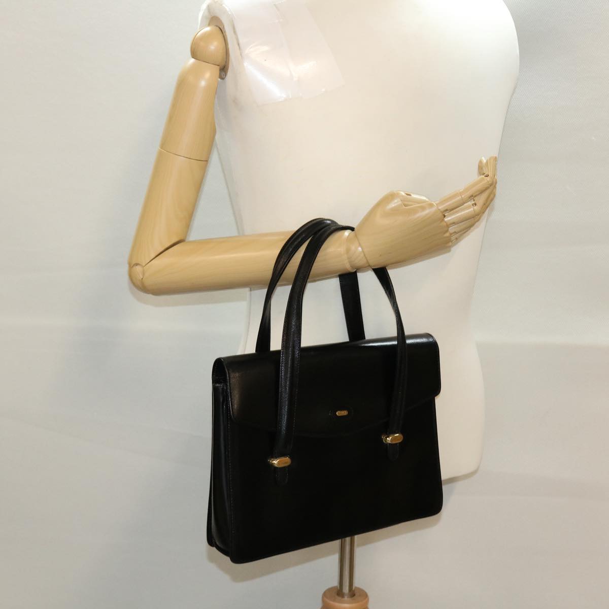 BALLY Shoulder Bag Leather Black Auth bs5200