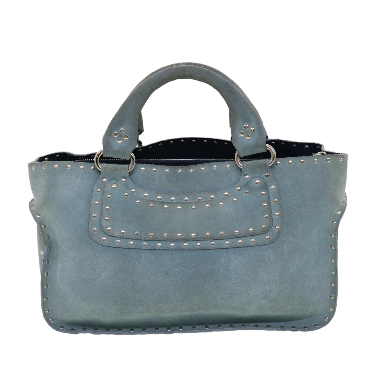 CELINE Hand Bag Suede Light Blue Auth bs5202 - 0