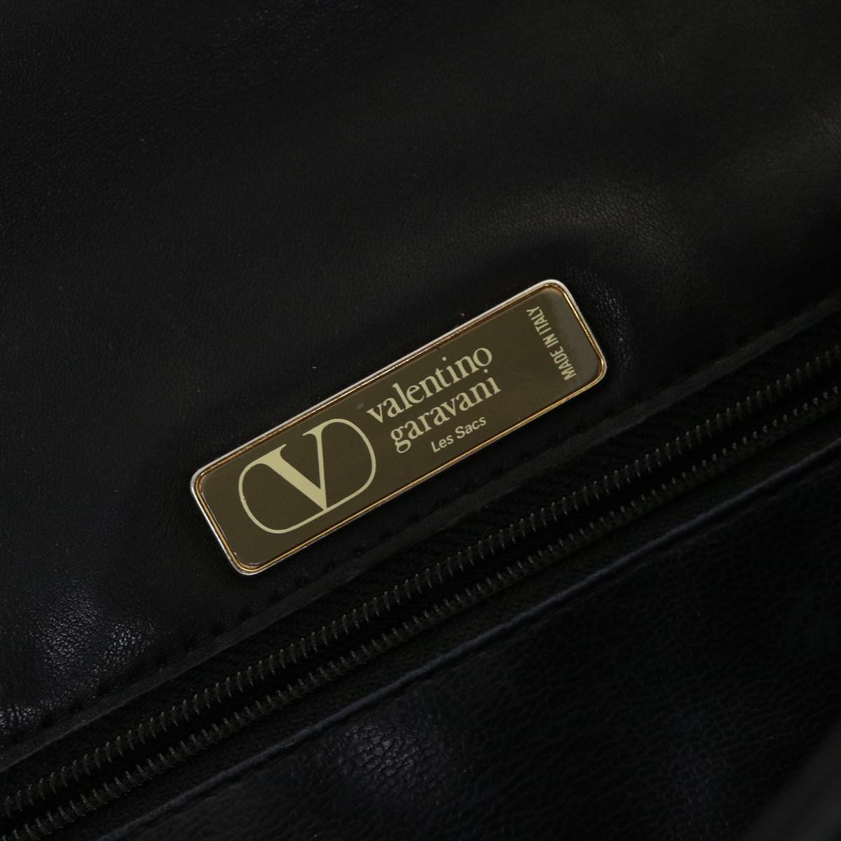 VALENTINO Shoulder Bag Leather Black Auth bs5209