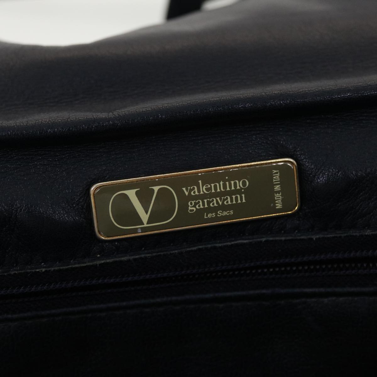 VALENTINO Shoulder Bag Leather Navy Auth bs5210