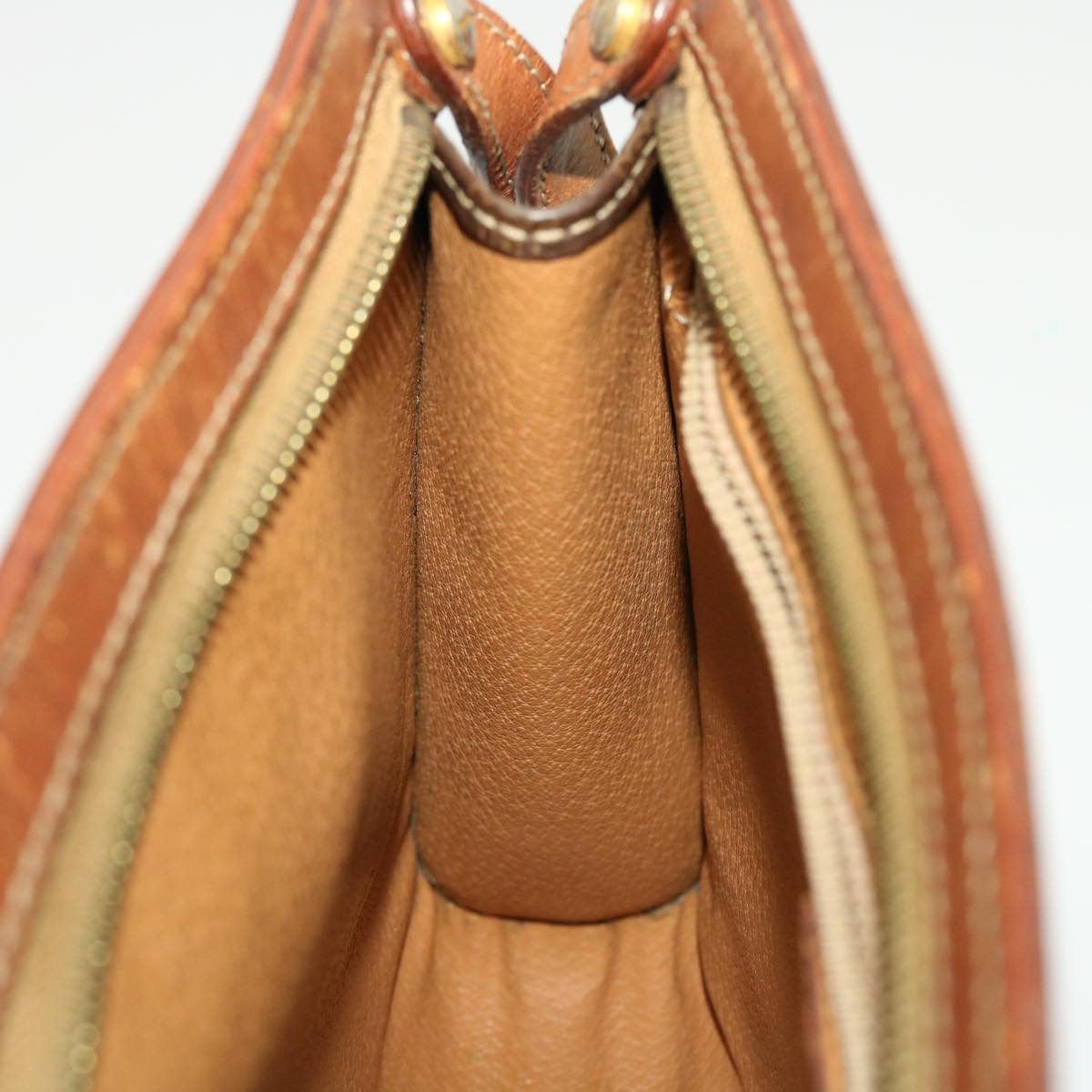 CELINE Macadam Canvas Clutch Bag PVC Leather Brown Auth bs5211