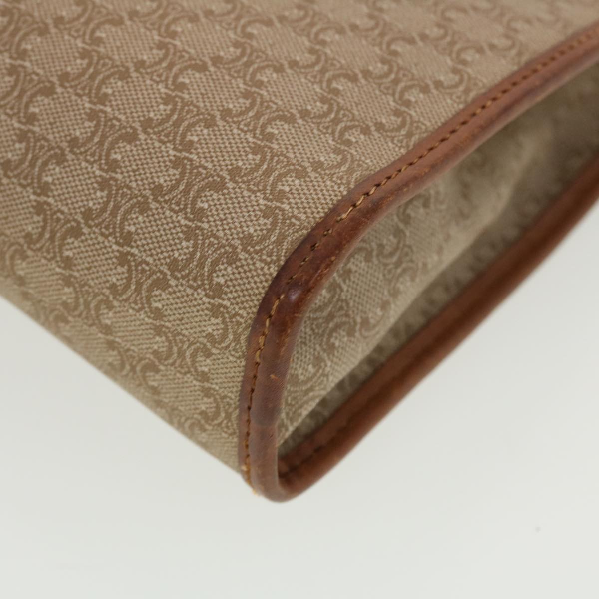 CELINE Macadam Canvas Clutch Bag PVC Leather Beige Auth bs5212