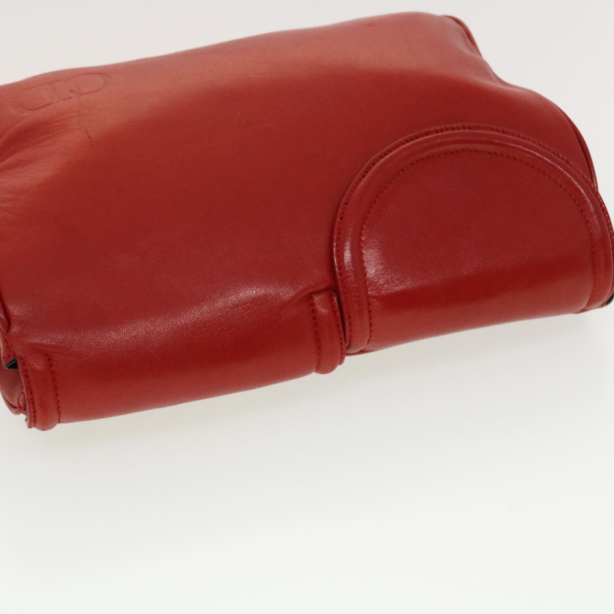 Christian Dior Clutch Bag Leather Red Auth bs5260