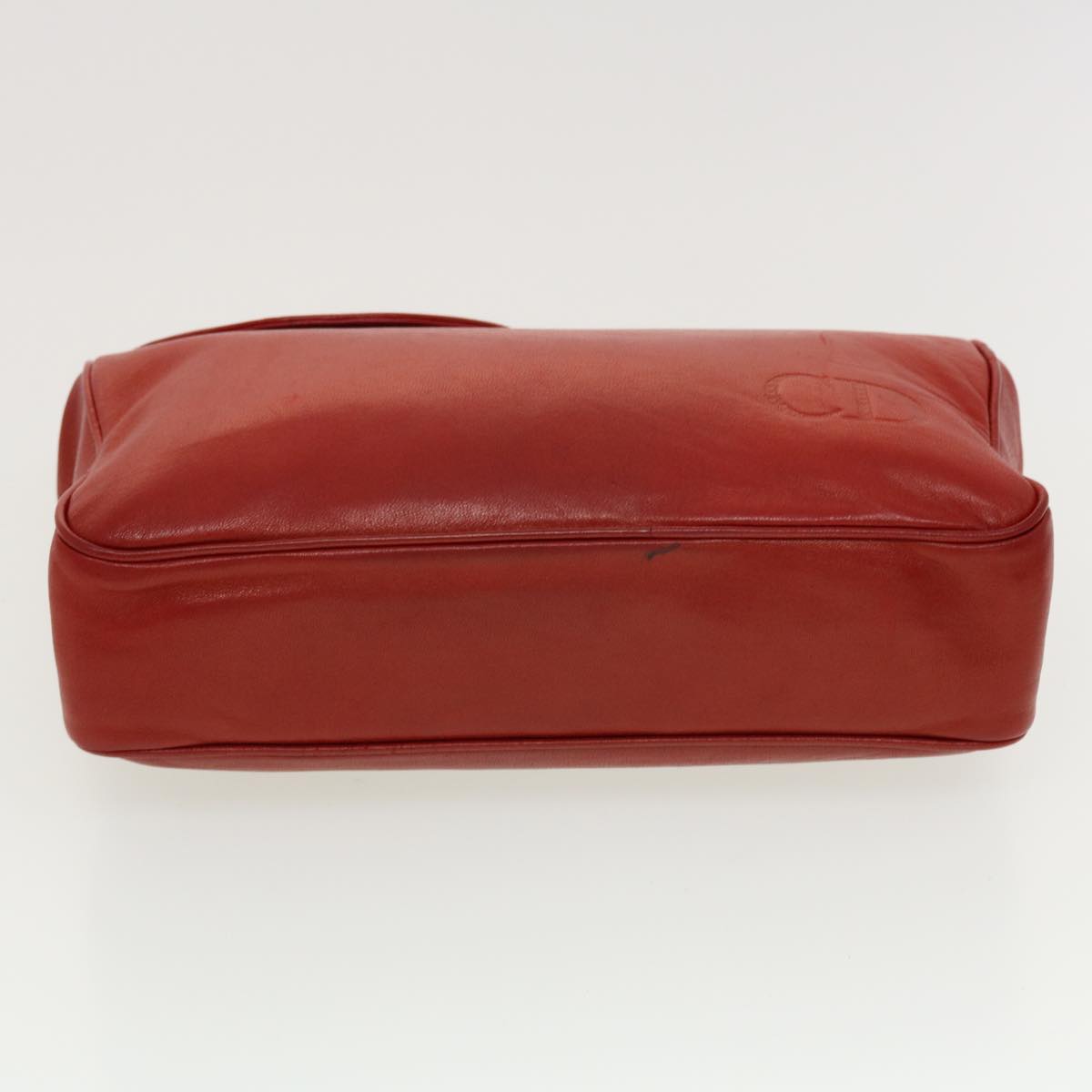 Christian Dior Clutch Bag Leather Red Auth bs5260