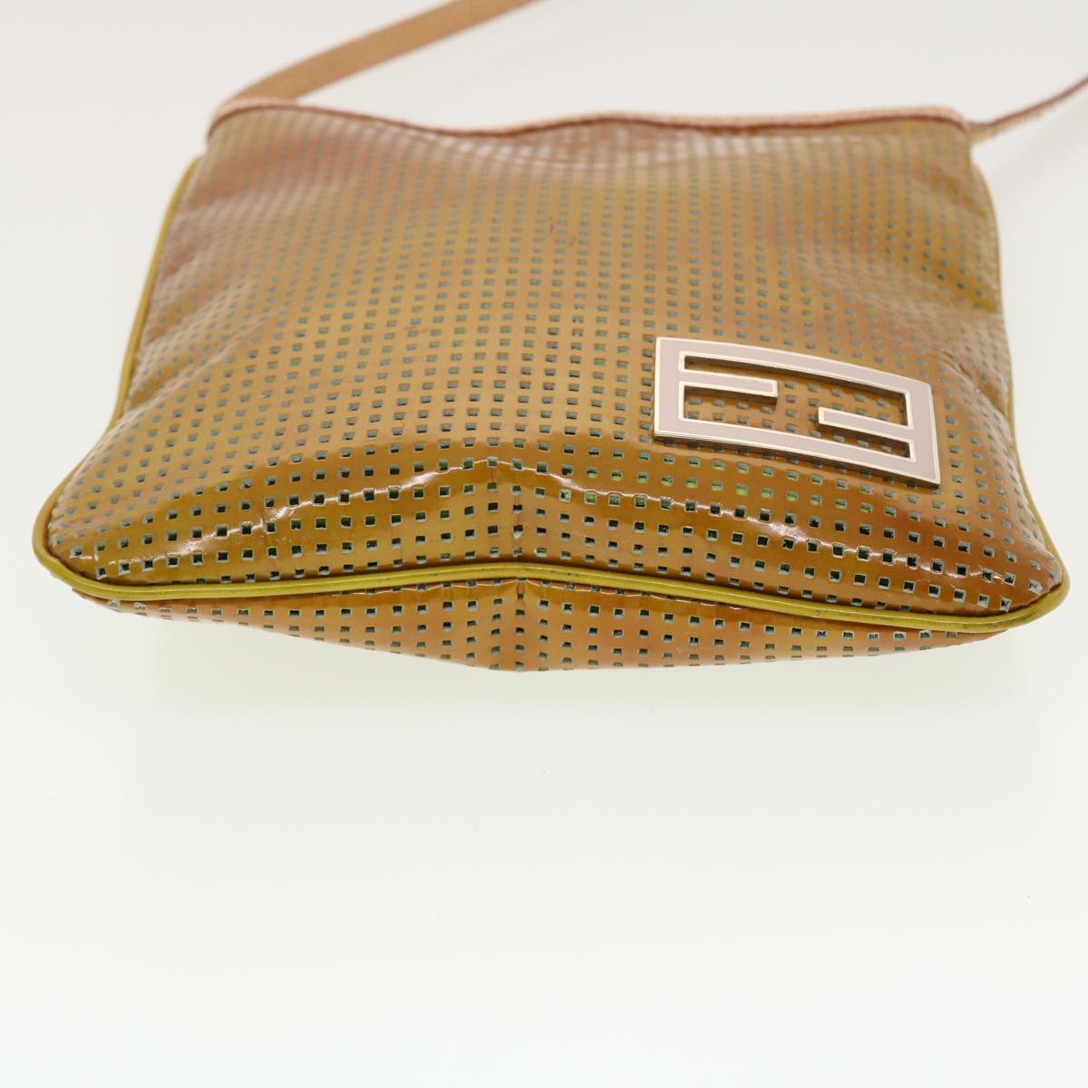 FENDI Shoulder Bag Patent leather Khaki 2813-26734-008 Auth bs5265