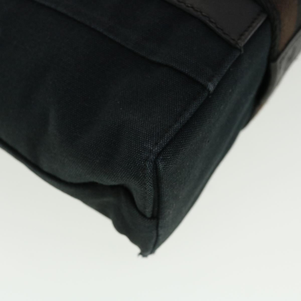 HERMES Trocha Horizontal Hand Bag Canvas Black Auth bs5279