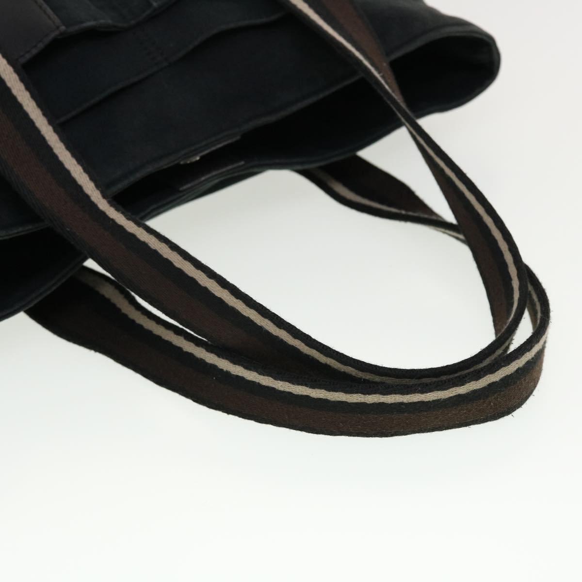 HERMES Trocha Horizontal Hand Bag Canvas Black Auth bs5279