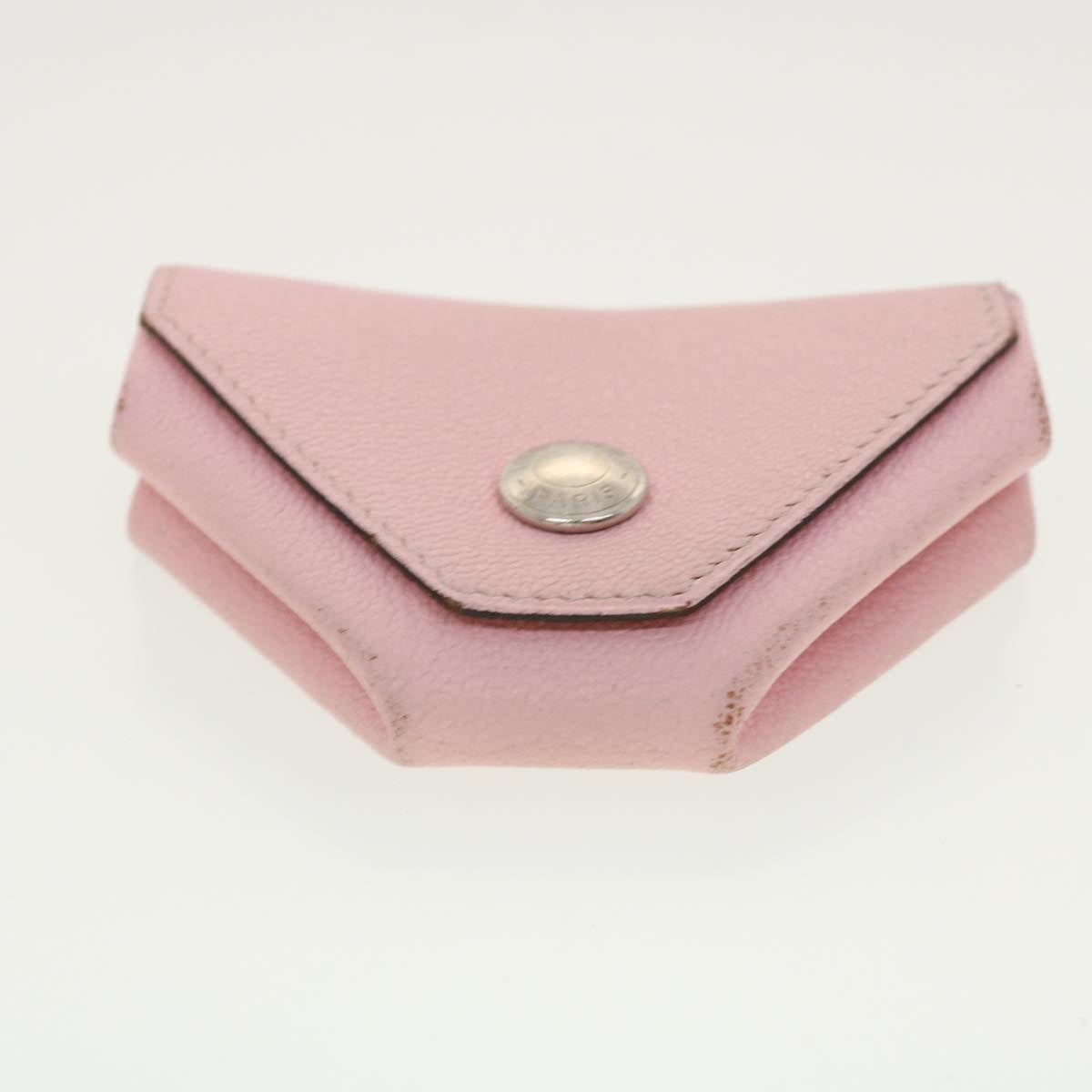 HERMES Revan Cattle Coin Purse Leather Pink Auth bs5292