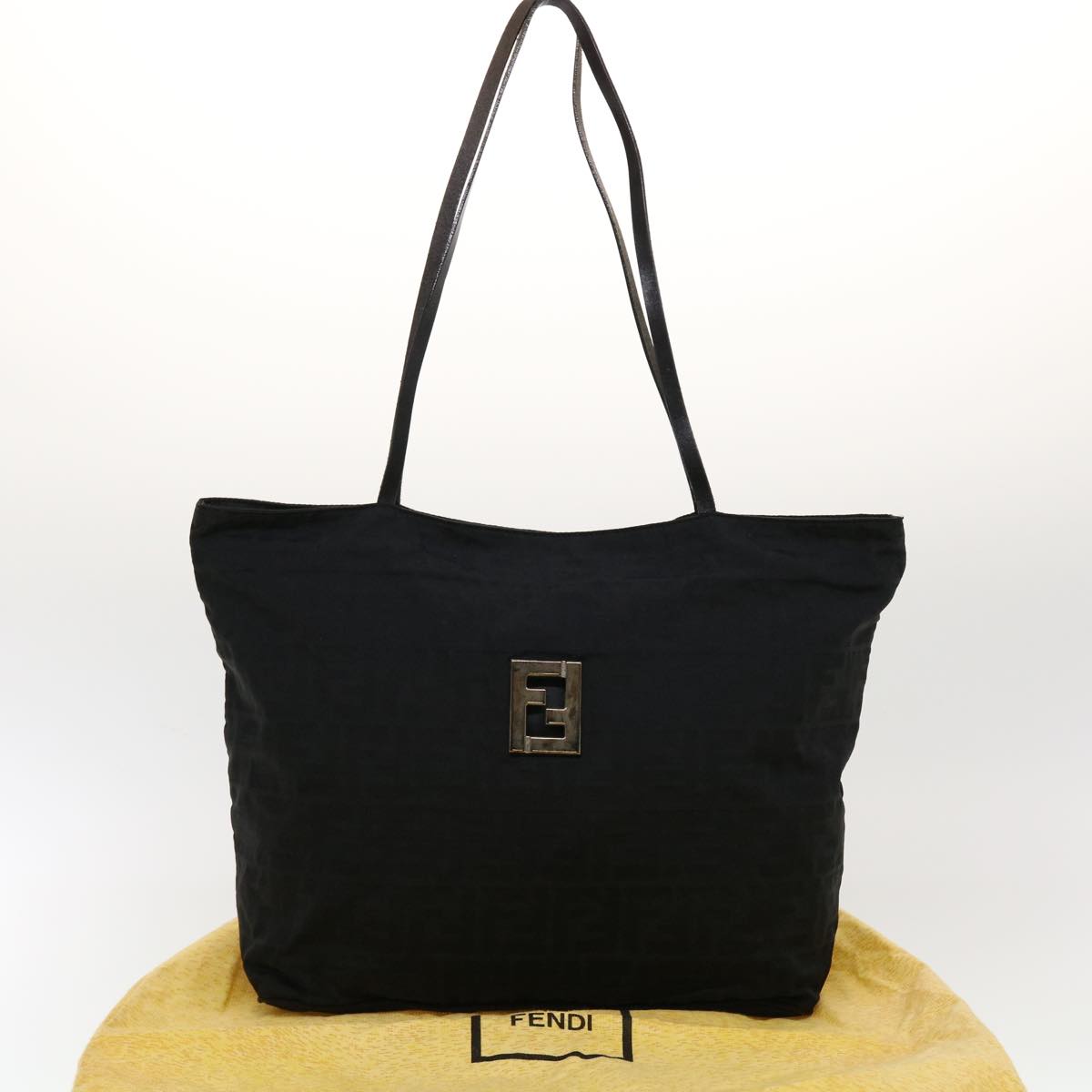 FENDI Shoulder Bag Nylon Black Auth bs5294