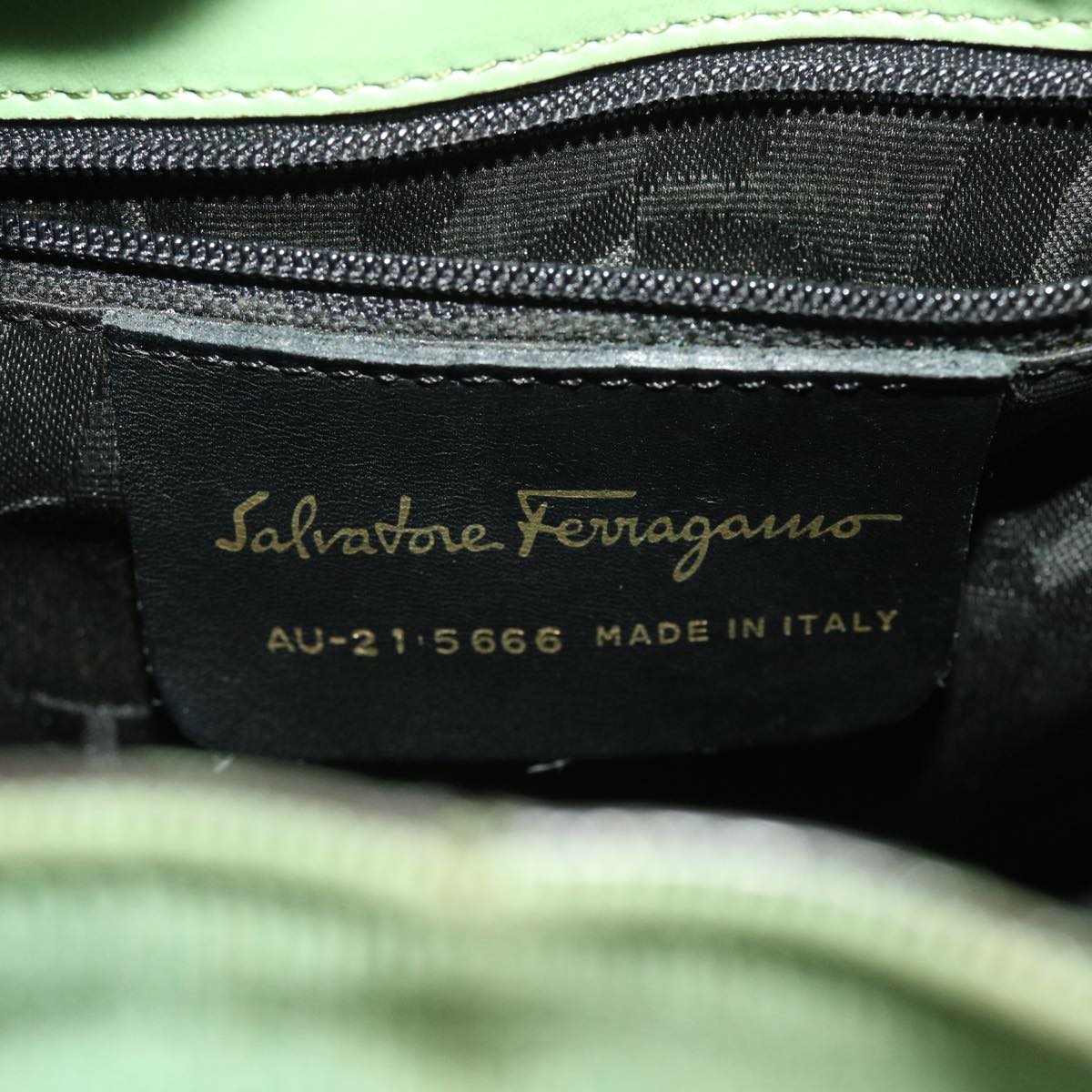 Salvatore Ferragamo Backpack Canvas Green AU-21 5666 Auth bs5297