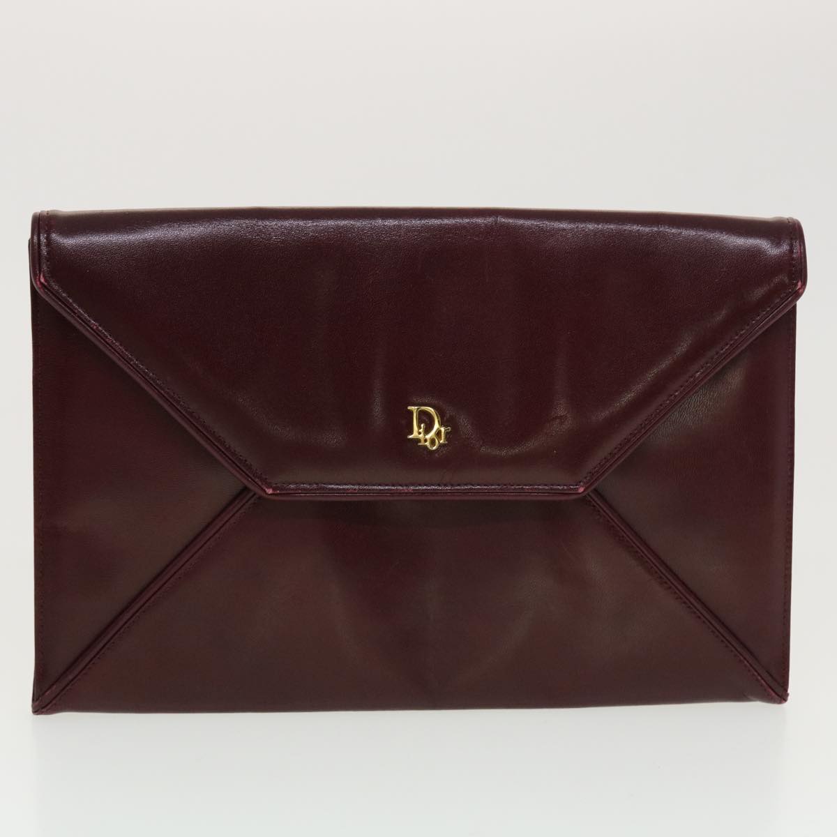 Christian Dior Shoulder Clutch Bag Leather 3Set Wine Red Black Brown Auth bs5314