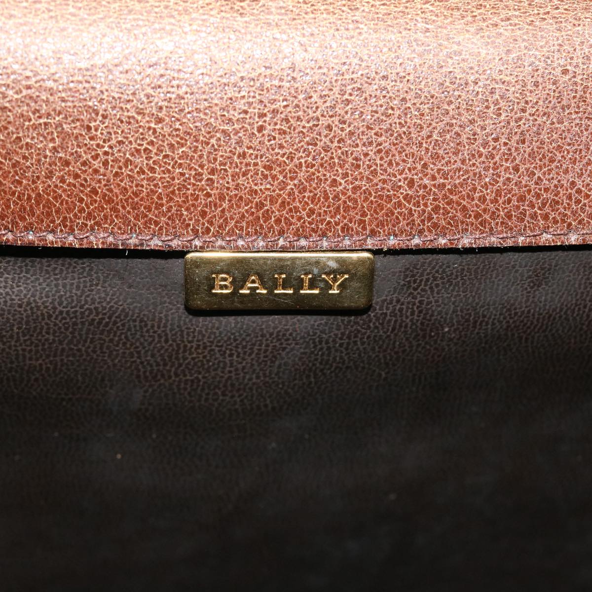 BALLY Business Bag Leather Brown Auth bs5349