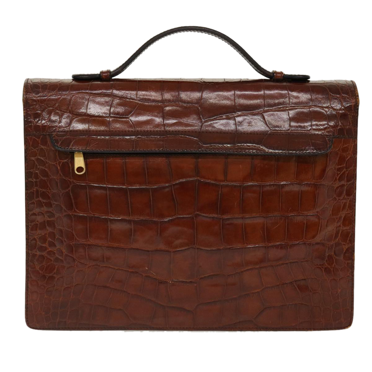 BALLY Business Bag Leather Brown Auth bs5349