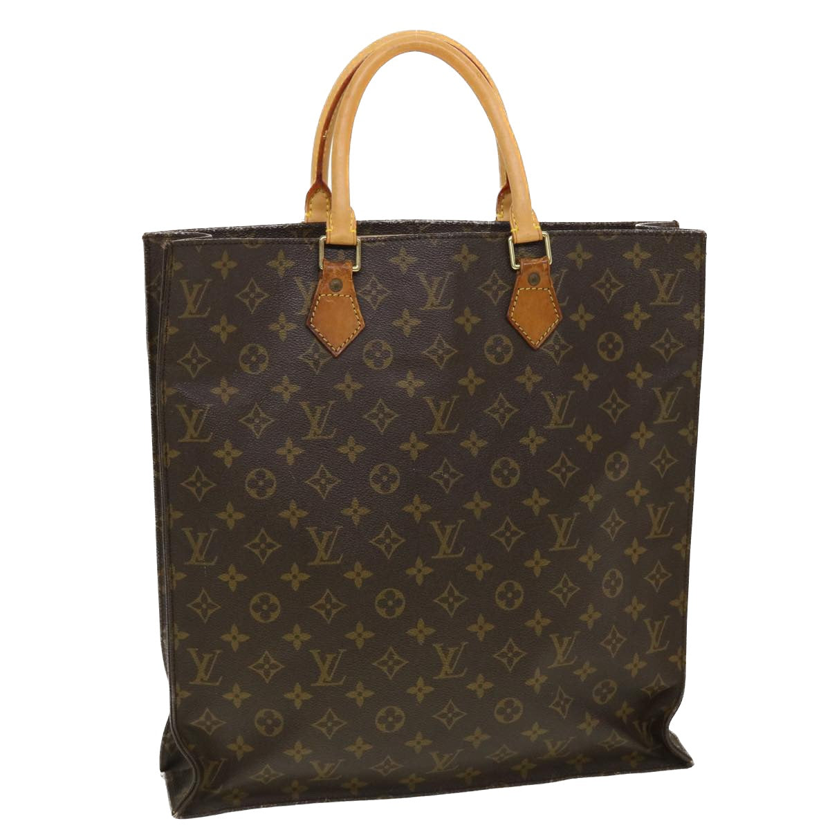 LOUIS VUITTON Monogram Sac Plat Hand Bag M51140 LV Auth bs5353