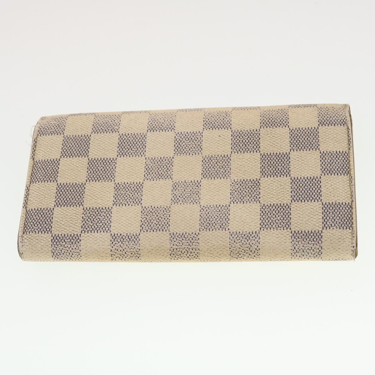 LOUIS VUITTON Monogram Damier Azur Key Case Wallet 6Set Beige LV Auth bs5368