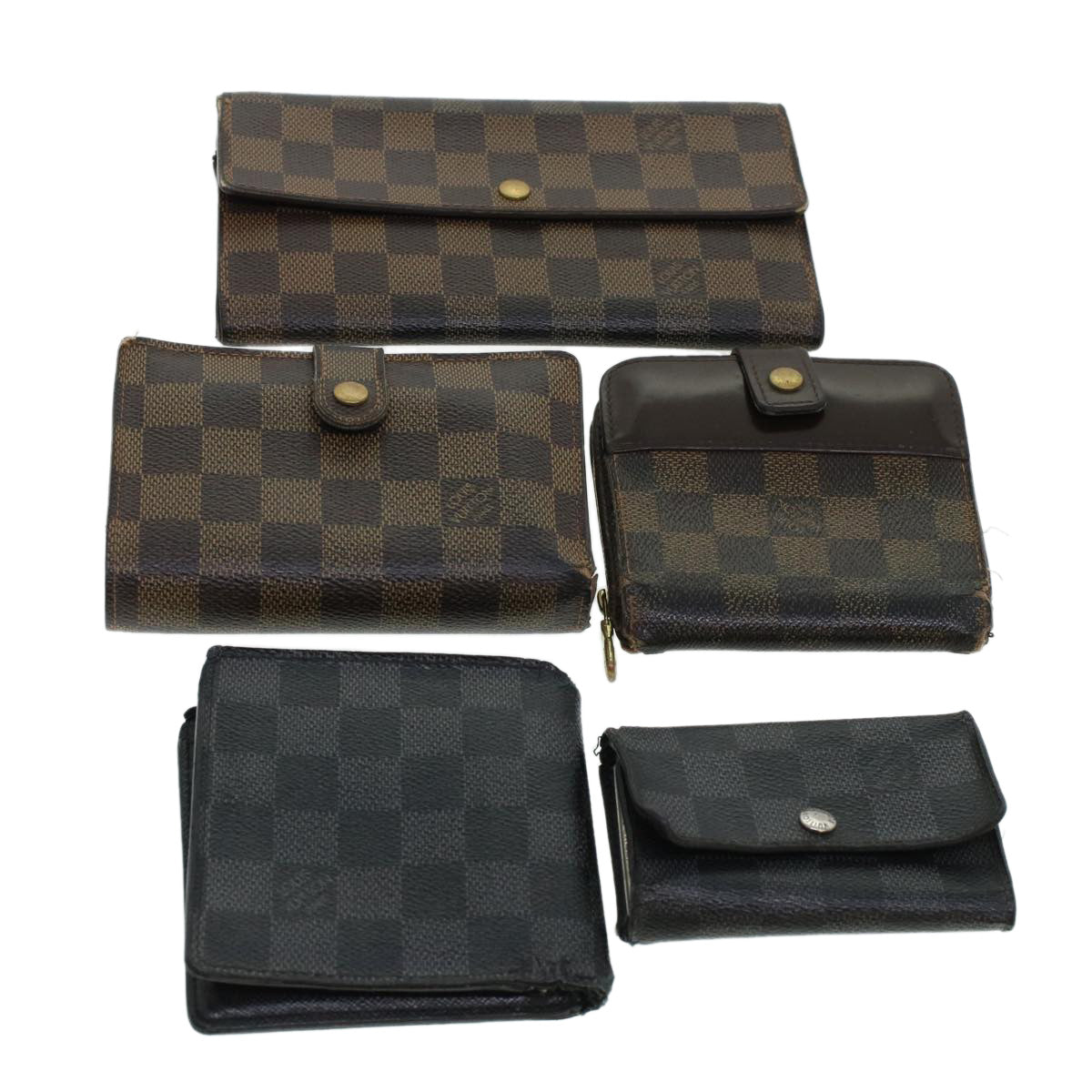 LOUIS VUITTON Damier Ebene Damier Graphite Wallet 5Set LV Auth bs5372