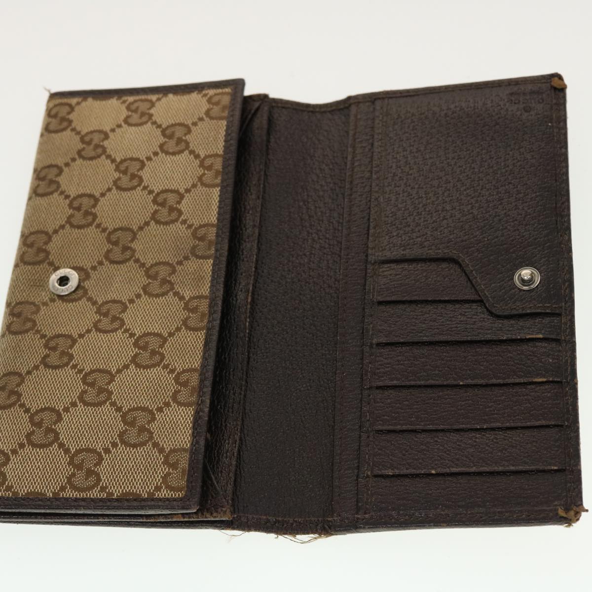 GUCCI GG Canvas Wallet Leather 5Set Black Orange beige Auth bs5373