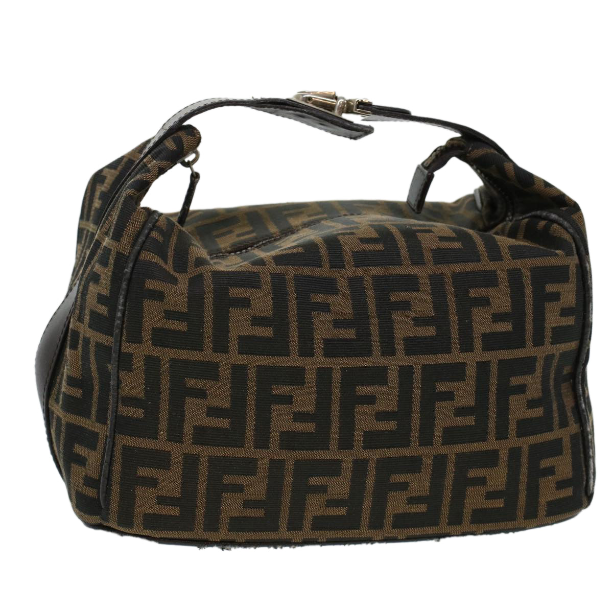 FENDI Zucca Canvas Hand Bag Black Brown Auth bs5402