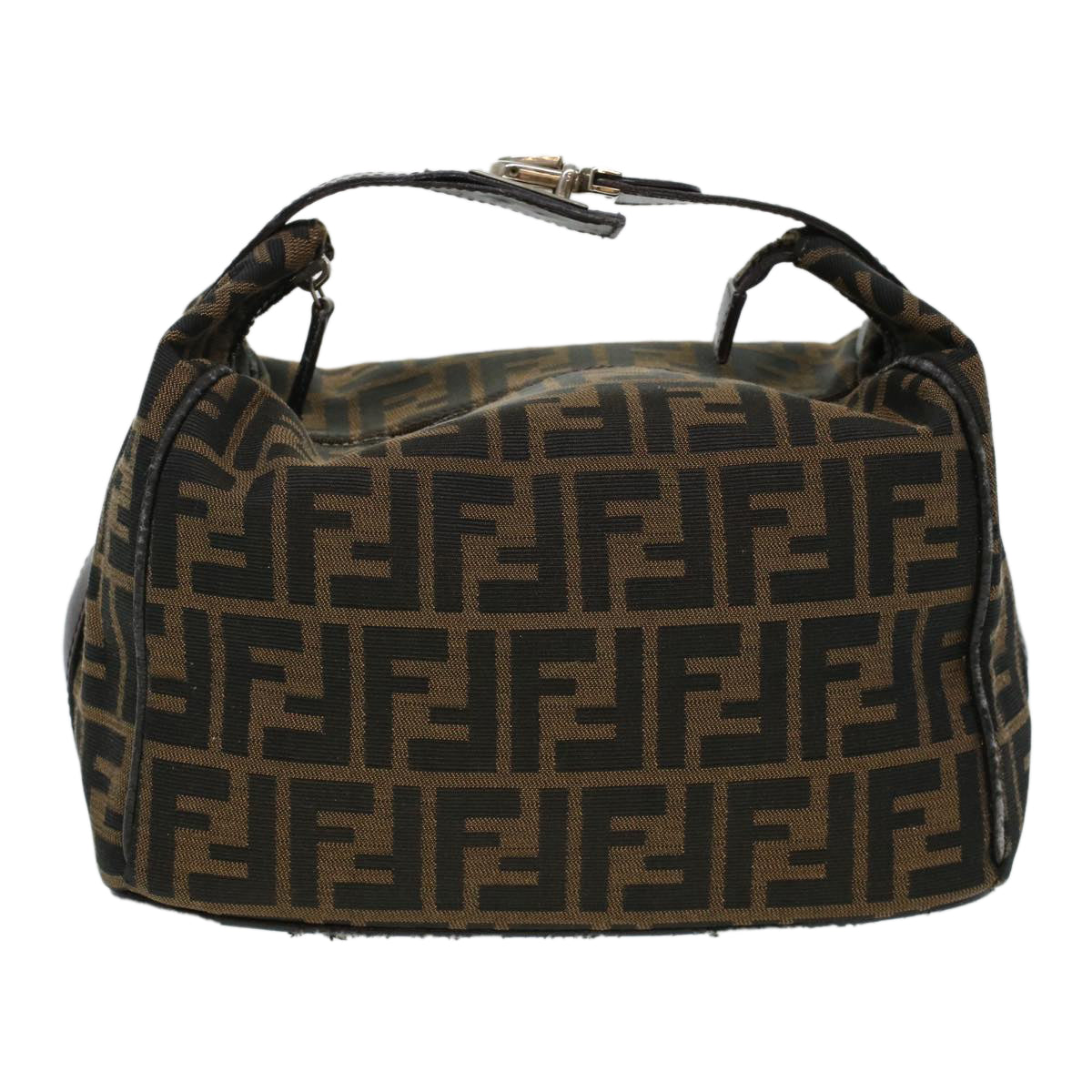 FENDI Zucca Canvas Hand Bag Black Brown Auth bs5402