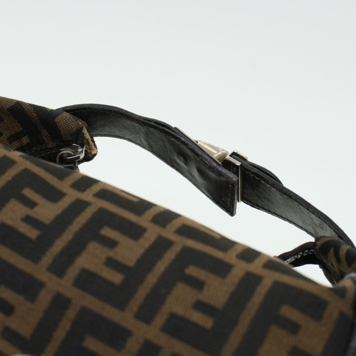 FENDI Zucca Canvas Hand Bag Black Brown Auth bs5402