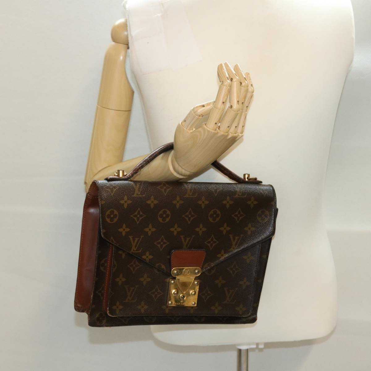 LOUIS VUITTON Monogram Monceau 28 Hand Bag 2way M51185 LV Auth bs5415