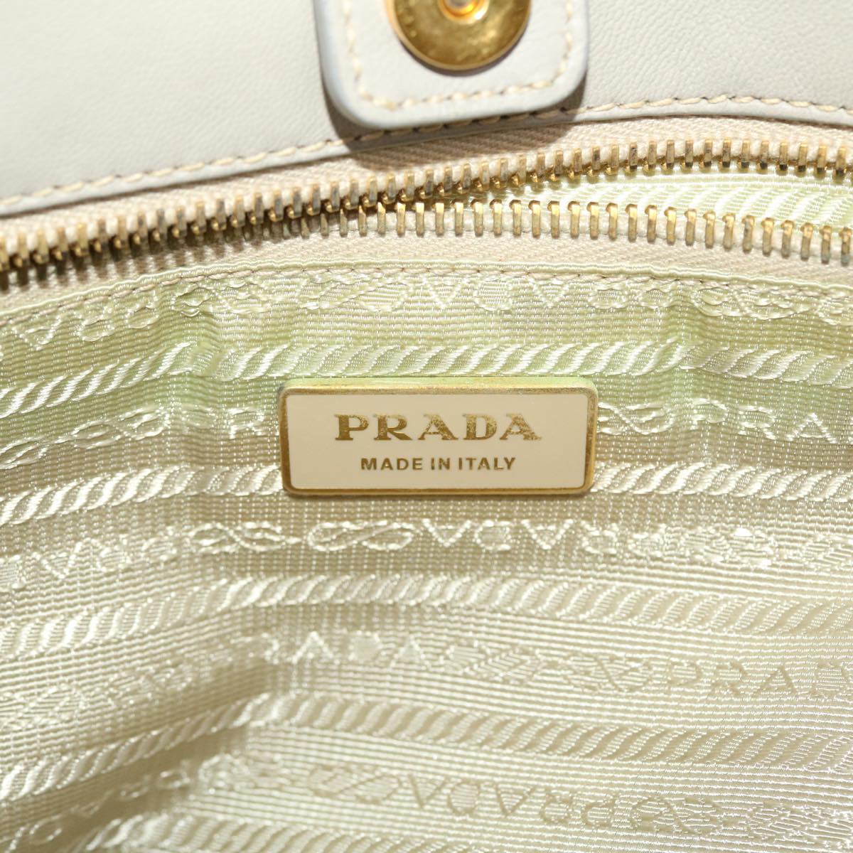 PRADA Hand Bag Nylon Beige Auth bs5442