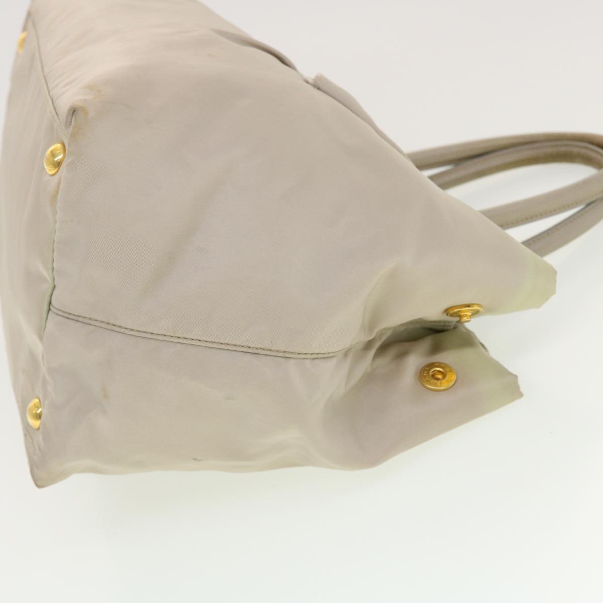 PRADA Hand Bag Nylon Beige Auth bs5442