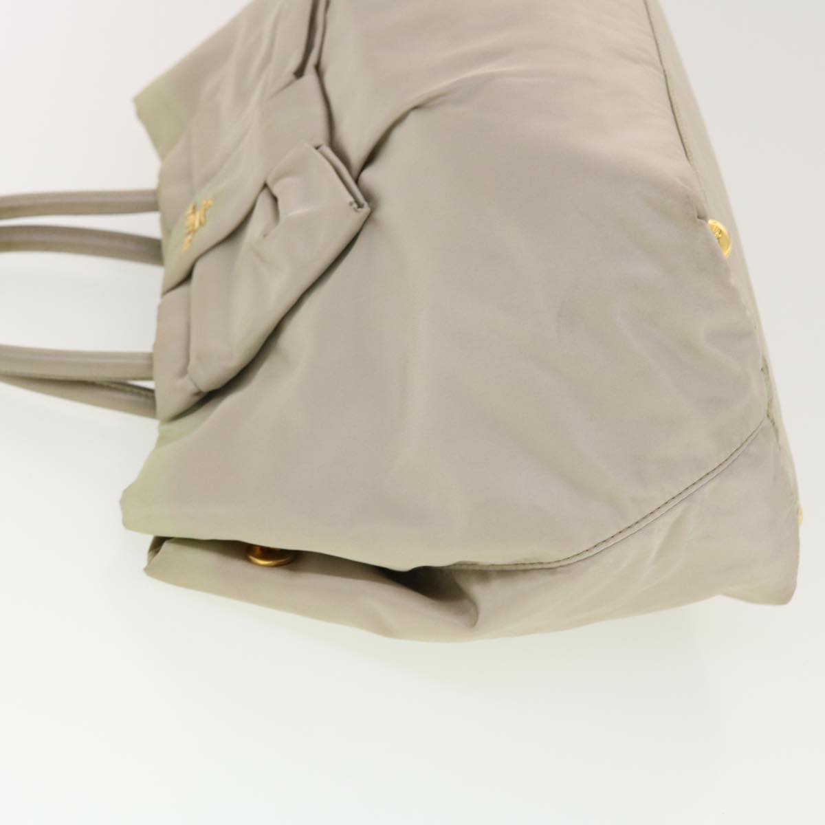 PRADA Hand Bag Nylon Beige Auth bs5442