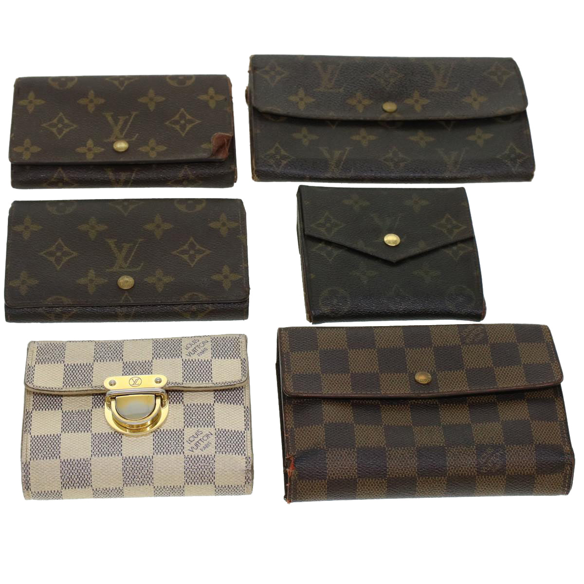 LOUIS VUITTON Monogram Damier Azur Ebene Wallet 6Set LV Auth bs5447