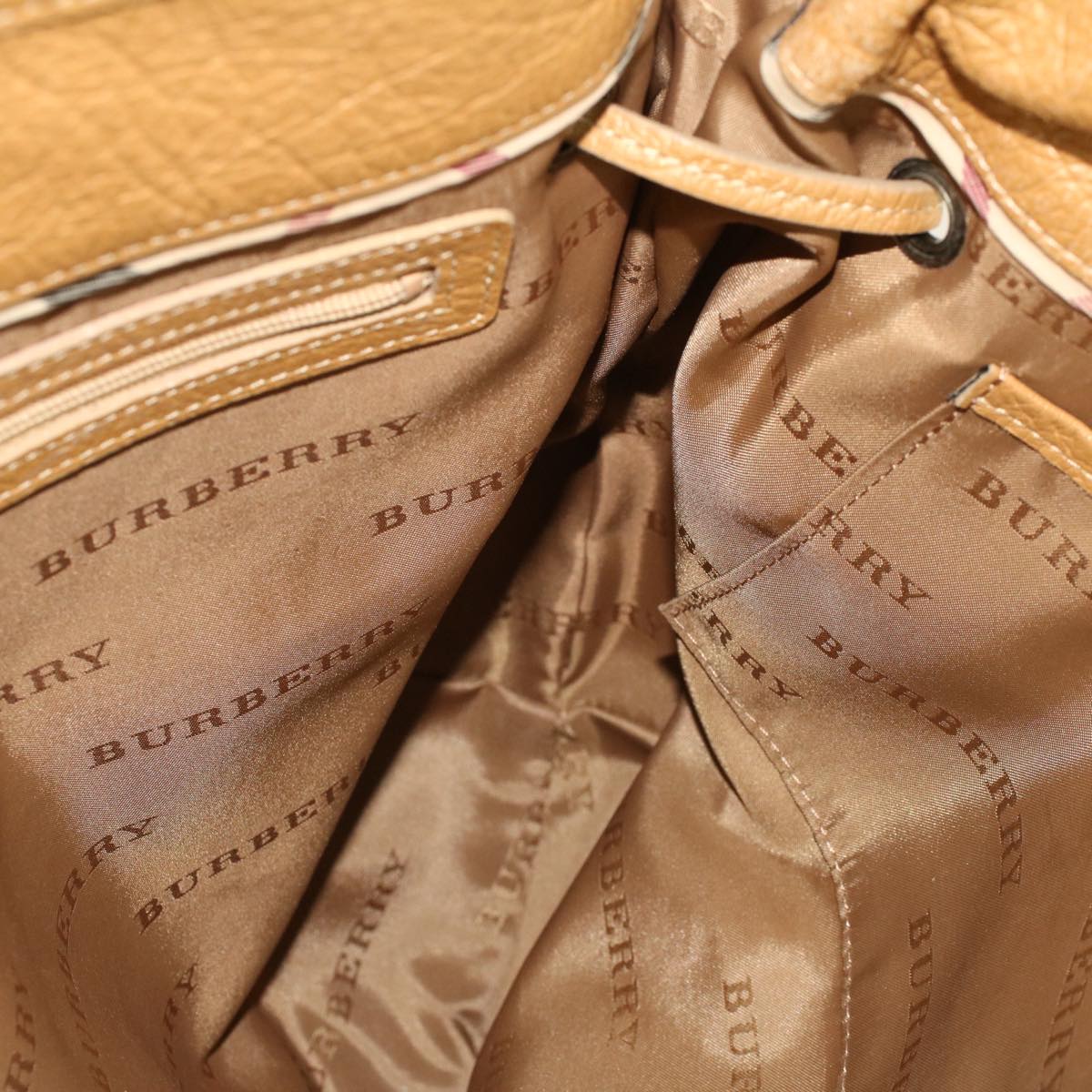 BURBERRY Shoulder Bag Nylon Beige Auth bs5453