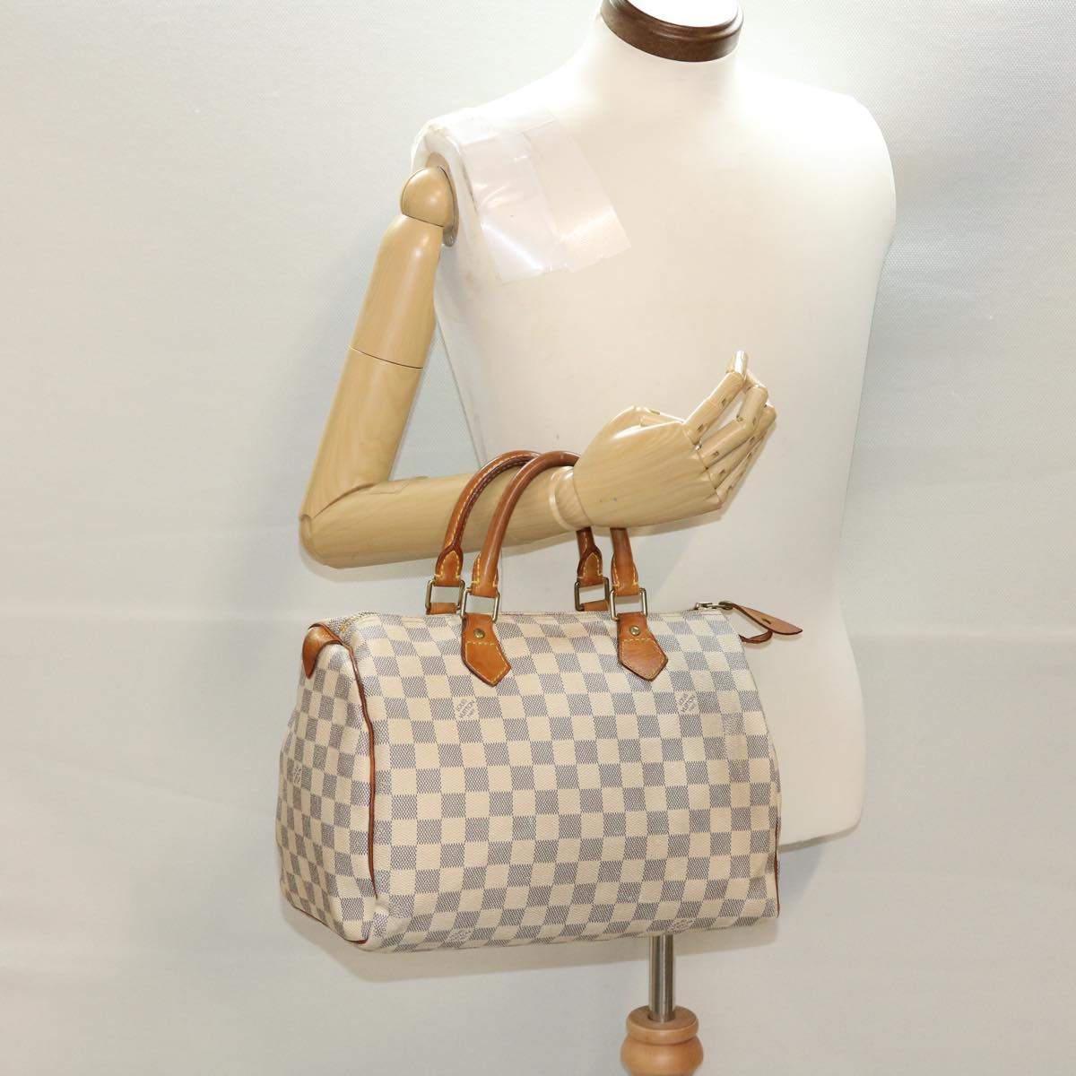 LOUIS VUITTON Damier Azur Speedy 30 Hand Bag N41533 LV Auth bs5457