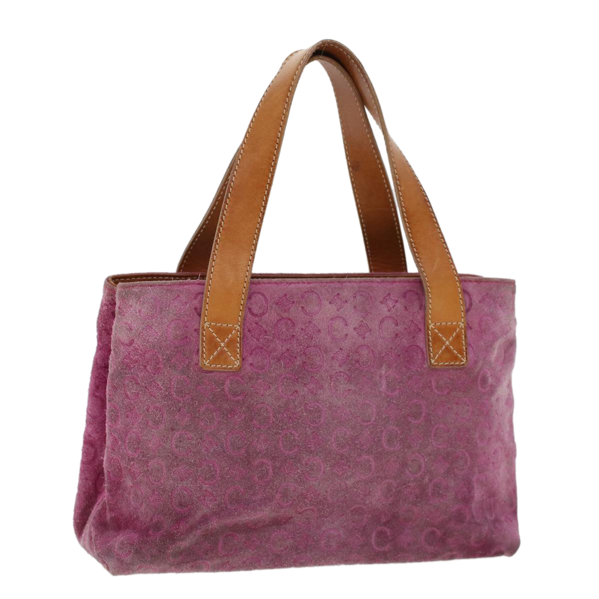 CELINE C Macadam Canvas Hand Bag Pink Auth bs5460