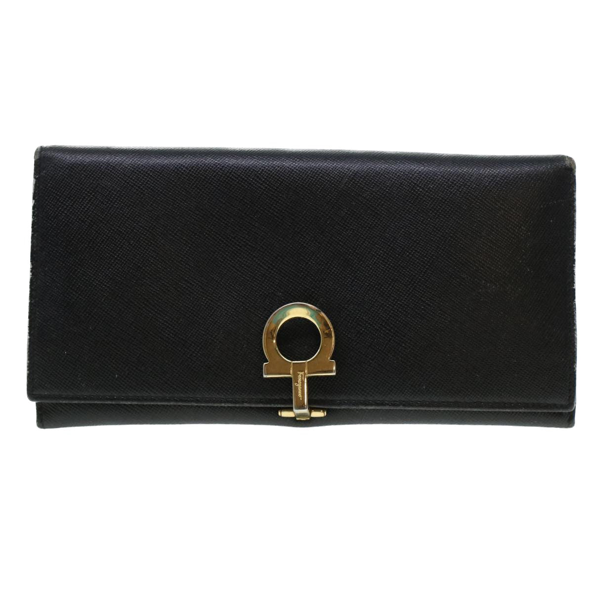 Salvatore Ferragamo Wallet Leather 3Set Black Auth bs5462 - 0