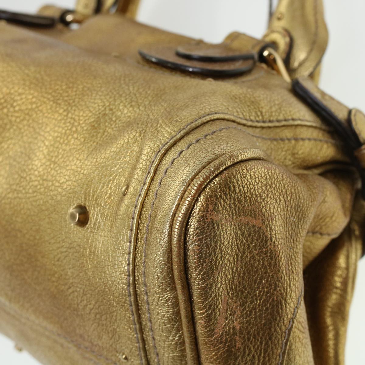 Chloe Paddington Hand Bag Leather Gold 03-09-51-5811 Auth bs5464