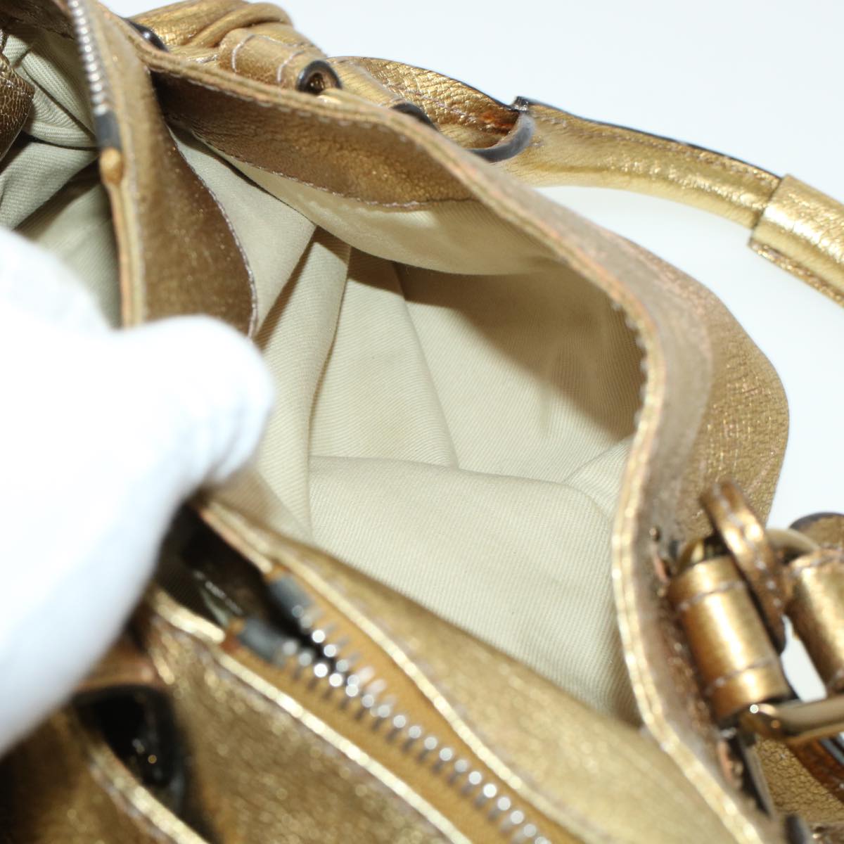 Chloe Paddington Hand Bag Leather Gold 03-09-51-5811 Auth bs5464