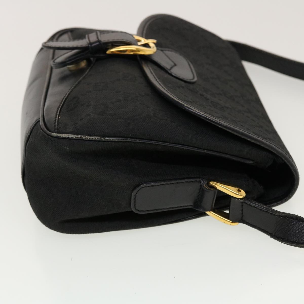 GUCCI GG Canvas Shoulder Bag Black Auth bs5469