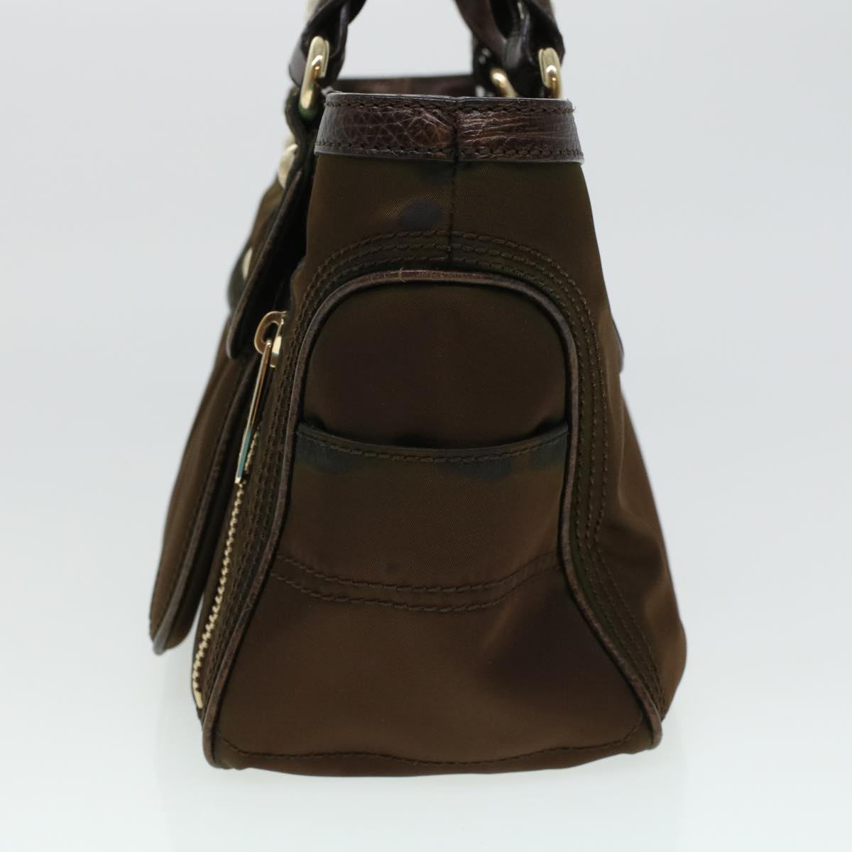 CELINE Hand Bag Nylon Brown Auth bs5493