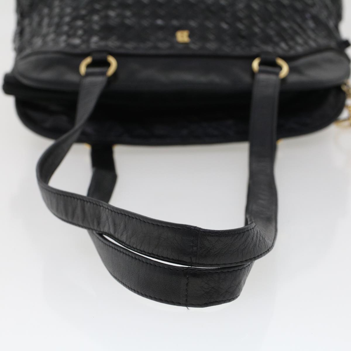 BALLY Shoulder Bag Leather Black Auth bs5497