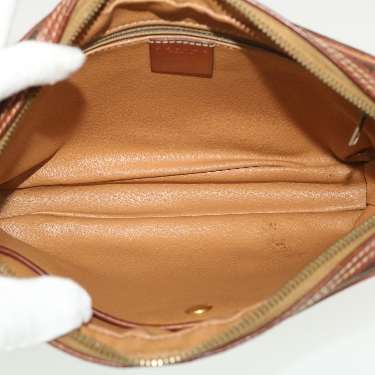 CELINE Macadam Canvas Clutch Bag PVC Leather 2Set Beige Brown Auth bs5507