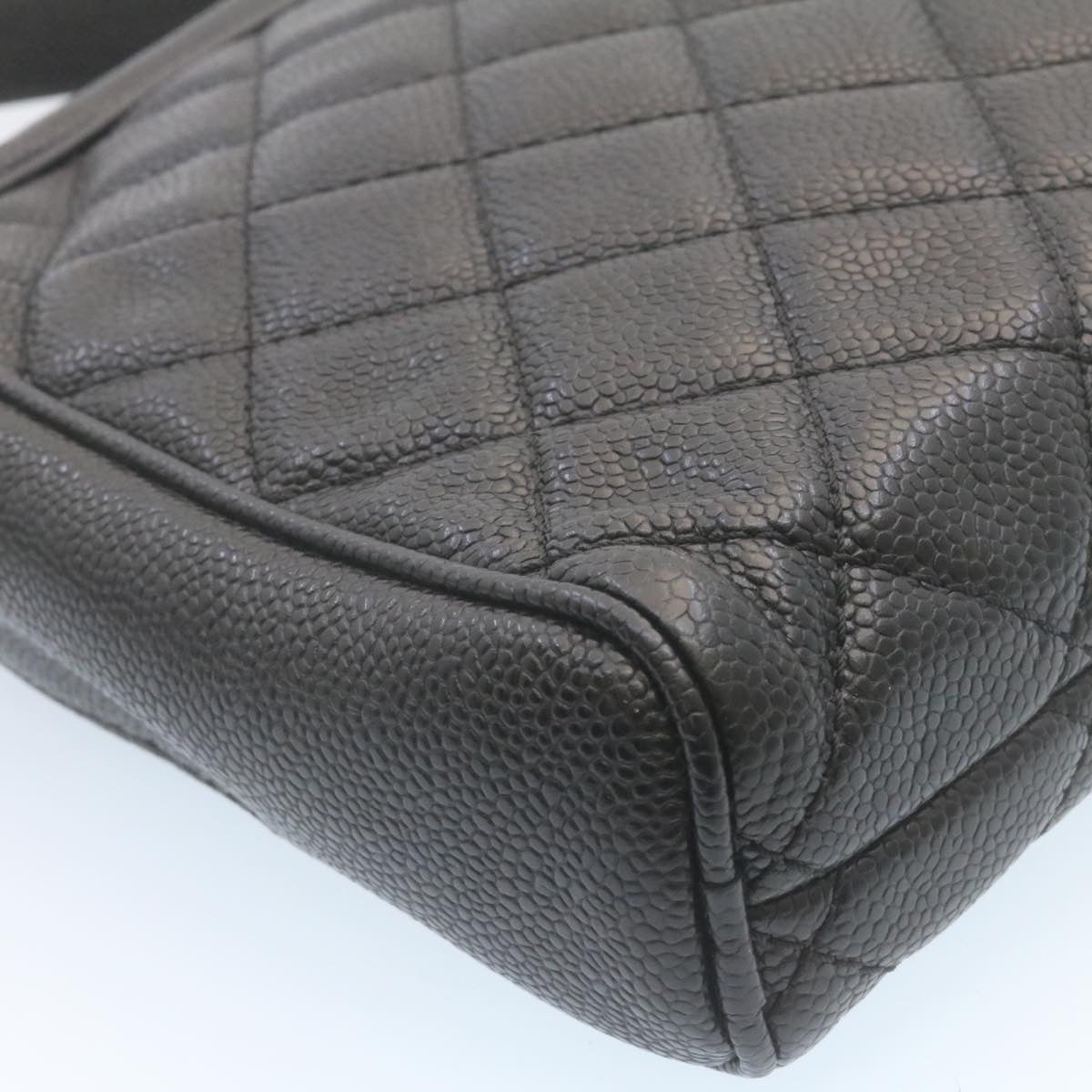 CHANEL COCO Mark Shoulder Bag Caviar Skin Black CC Auth bs552A