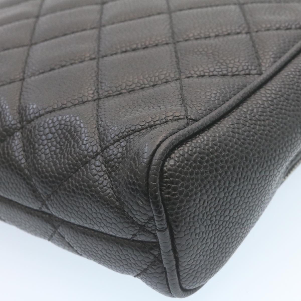 CHANEL COCO Mark Shoulder Bag Caviar Skin Black CC Auth bs552A