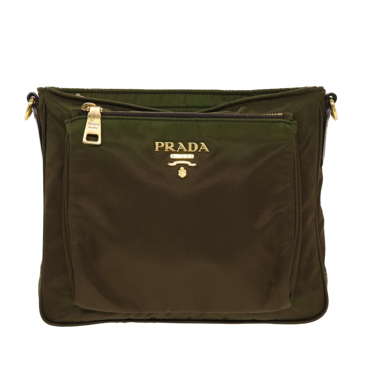 PRADA Shoulder Bag Nylon Khaki Auth bs5537