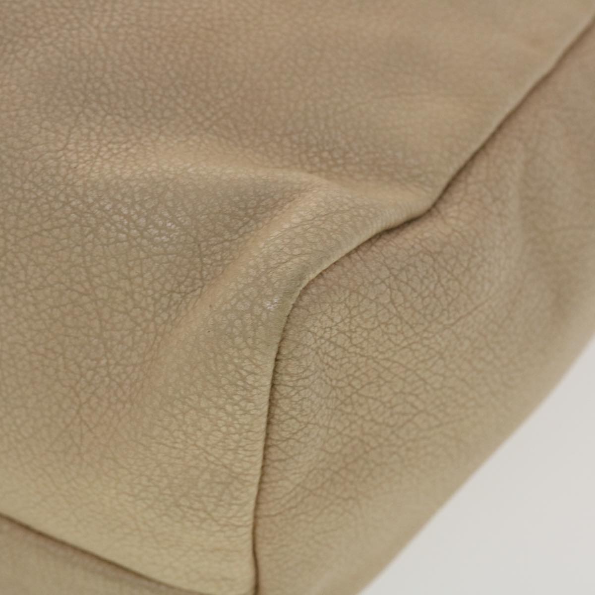 PRADA Hand Bag Leather Beige Auth bs5551