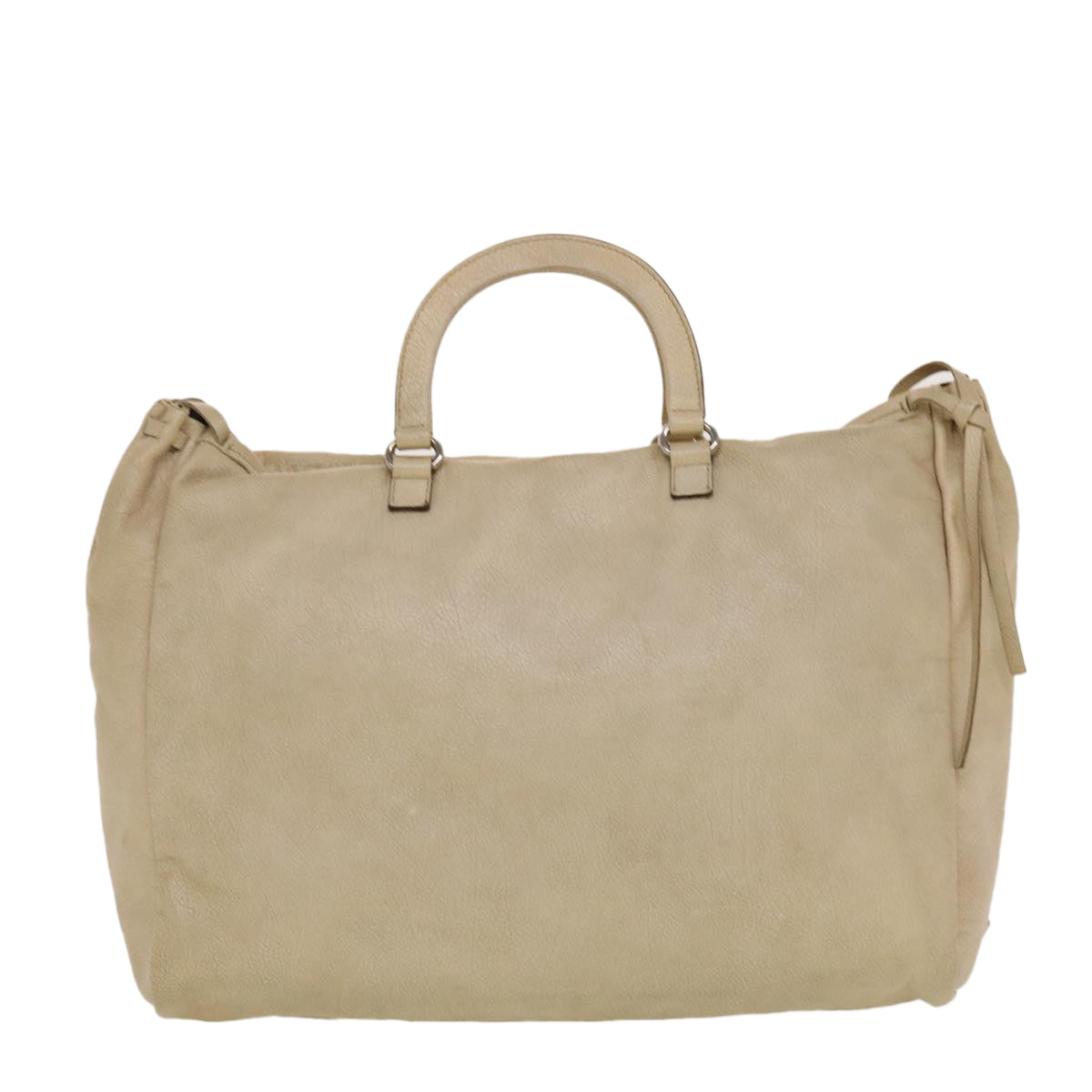 PRADA Hand Bag Leather Beige Auth bs5551 - 0