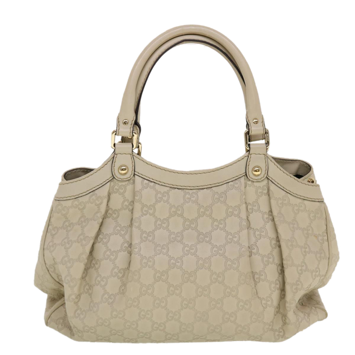 GUCCI Guccissima Hand Bag Leather White 211944 Auth bs5554